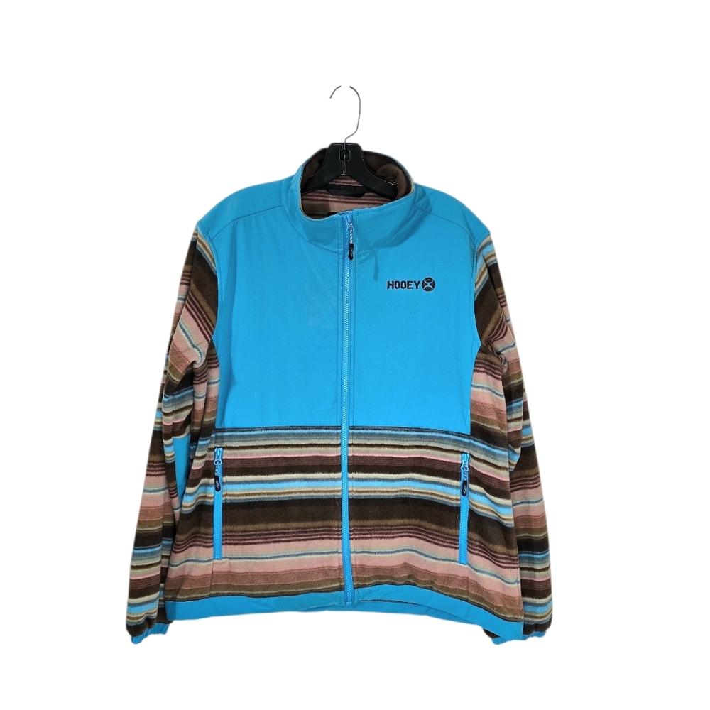 Hooey‎ Ladies Tech Fleece Jacket Blue Brown Serape XL